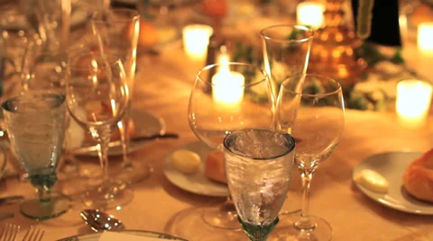 Pan of formal event table Video stock 36478250