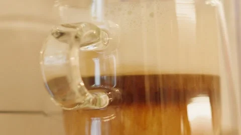 Pan on Fresh Latte Made on Coffee Machine. Stock Footage 345917871