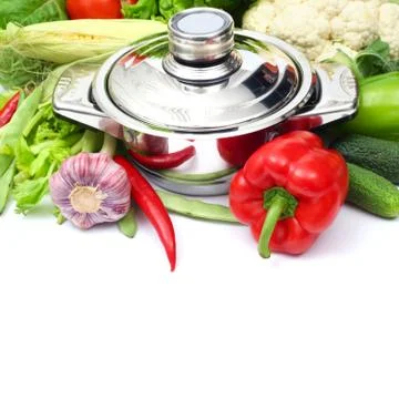 Pan with fresh vegetables Stock Photos