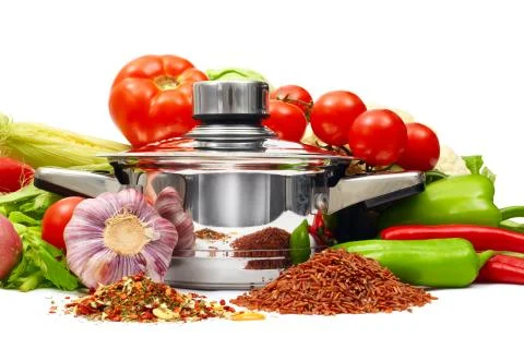 Pan with fresh vegetables Foto stock