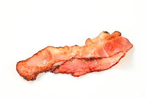 Pan fried bacon strips Stock Photos