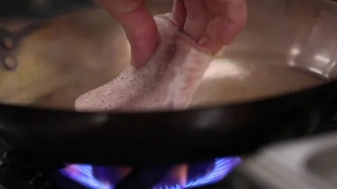 Pan fried black croaker fish Stock Footage 133206612
