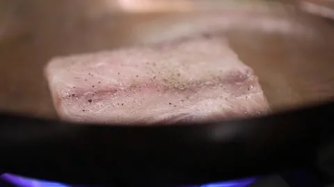 Pan fried black croaker fish Stock Footage 133206763