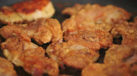 Pan Fried Chicken Closeup Stock Footage 33335973