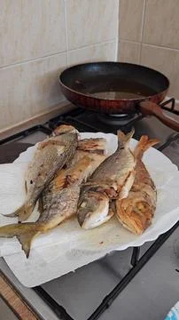 Pan-fried fish Stock Photos