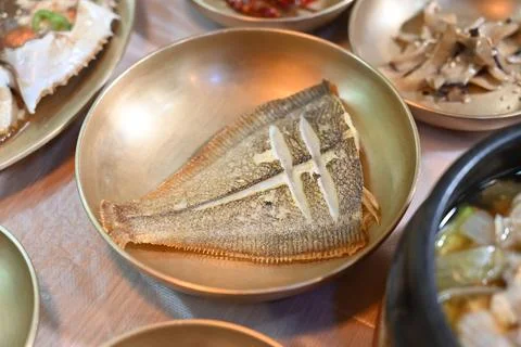 Pan Fried Flounder Foto stock