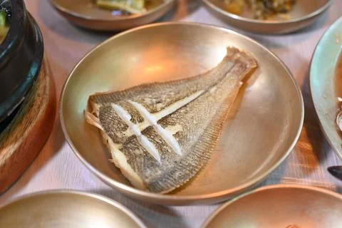 Pan Fried Flounder 库存照片