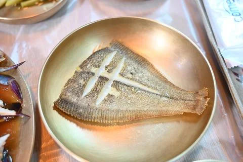 Pan Fried Flounder 库存照片