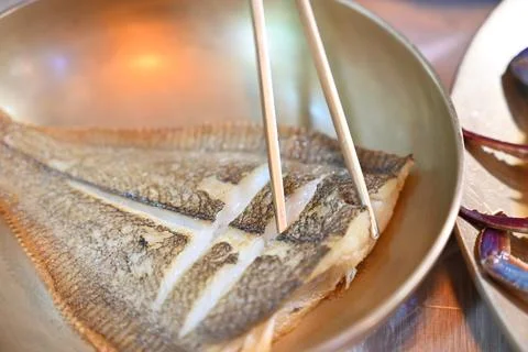 Pan Fried Flounder 스톡 사진