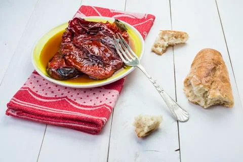 Pan fried peppers Stock Photos