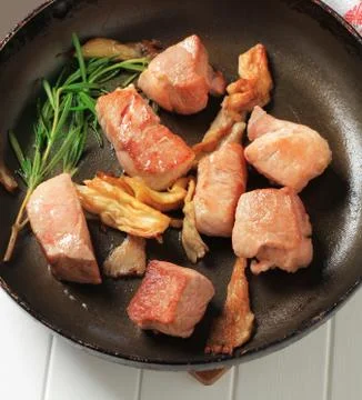 Pan fried pork Stock Photos