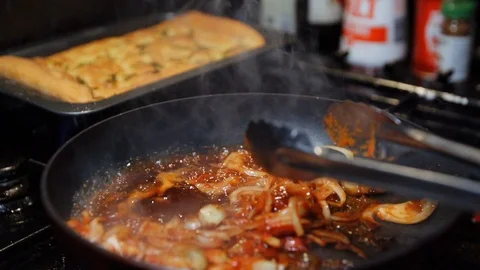 Pan Fried Slow Motion 4 Stock Footage 126309965