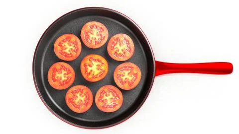 Pan-Fried Tomatoes. 3D Rendering Stock Illustration