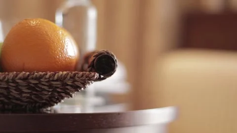 Pan of a fruit basket slow motion Stock Footage 142222164