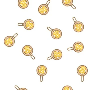 Pan fry pineapple vector seamless pattern 스톡 일러스트