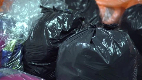 Pan of Garbage Bags Stock Footage 72295417