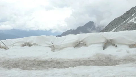 Pan of a glacier protection Stock Footage 194839585
