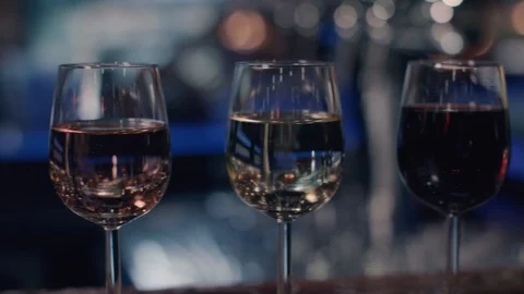 Pan Glasses of Wine Stock Footage 96289470
