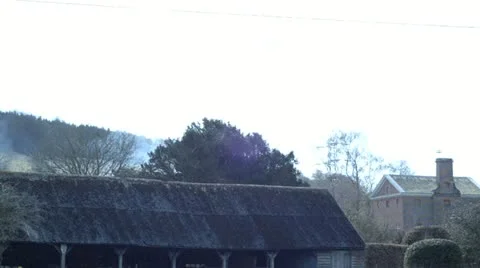 Pan of gloomy farm Stock Footage 12601433