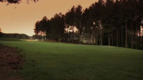 Pan of golf course house Stock Footage 11265476