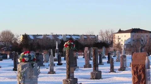Pan of graveyard Stock Footage 59697224