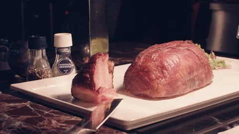 Pan Grilled Ham Stock Footage 96289408