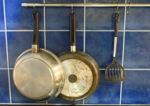Pan hang on kitchen wall Stock Photos