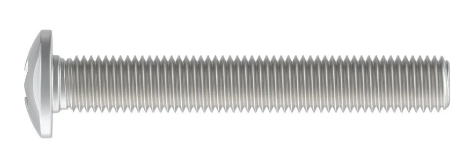 Pan head machine screw, full thread, stainless steel. 3D rendering Stock Illustration