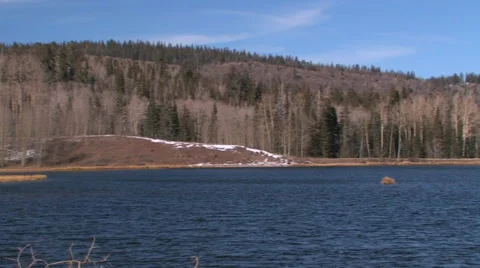 Pan of a high mountain lake in central Utah in winter Stock-Footage 56222946