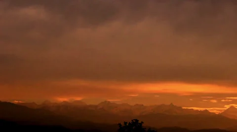 Pan of Himalayan sunset. Spectacular. Stock Footage 39838115