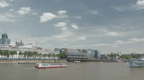 Pan of HMS Belfast Stock Footage 44124573
