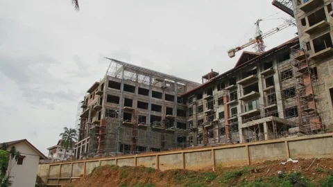 Pan on Hostel in Construction in Wang Wien Laos Stock Footage 105247261