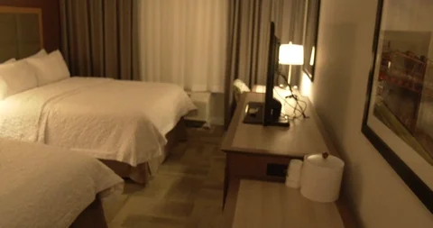 Pan Of Hotel Room - Empty, No People, Right to Left Stock Footage 117178614