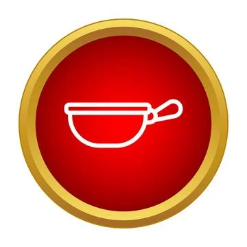Pan icon displaying cooking kitchenware utensil in red circle Stock Illustration