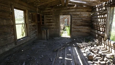 Pan inside abandoned camera Stock Footage 83690147