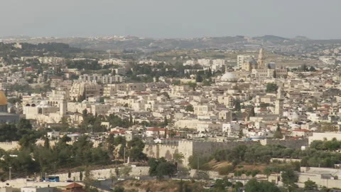 Pan of Jerusalem from the top Stock Footage 231477063