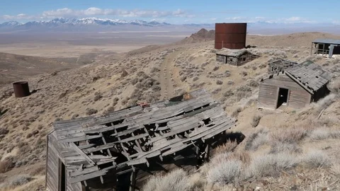 Pan of Jumbo Ghost Town Nevada Stock Footage 96533486