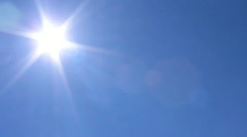 Pan of just the sun and blue sky. Stock Footage