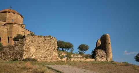 Pan to Jvari Monastery, a 6th century Georgian Orthodox monastery near Mtskheta, Stock Footage 104247747