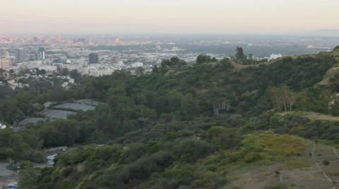 PAN OF LA BASIN AT SUNSET 2 Stock Footage 5298157