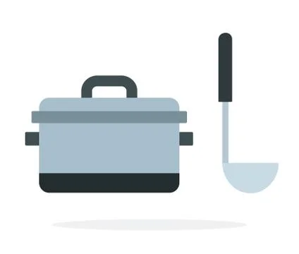 Pan with a ladle vector flat isolated Stock Illustration