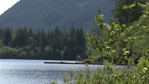 Pan up from lake to mountain Video stock 75240512