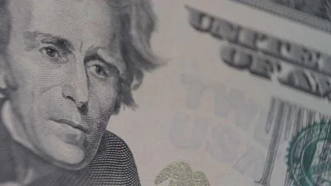 Pan Left - 20 Dollar Bill - Macro Video stock 148398069