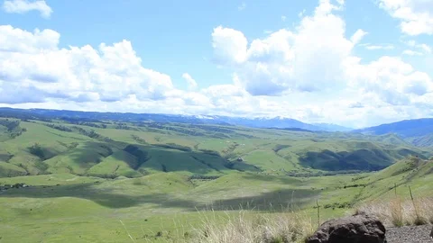 Pan left and right of green valley Stock Footage 92493419