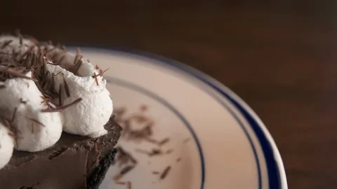 Pan left of Chocolate pie  Stock Footage 112575357