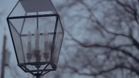 Pan Left close up Antique replica lamp Maplewood New Jersey 4k Stock Footage 267737515