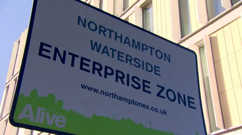 Pan Left to Enterprise Zone Sign Stock Footage 61607906