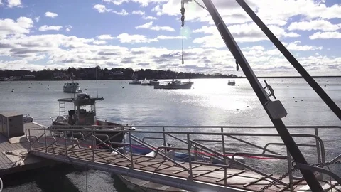 Pan Left Est Shot Marblehead Harbor Stock Footage 70336081
