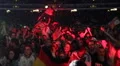 Pan Left Fans of German Soccer Team Celebrating Supporters Waving Flags Singing HD Footage