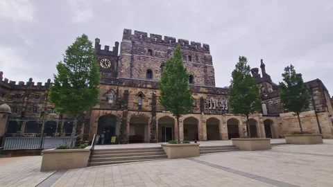 Pan left interior of Lancaster Castle in Lancaster, England. Stock Footage 315162690